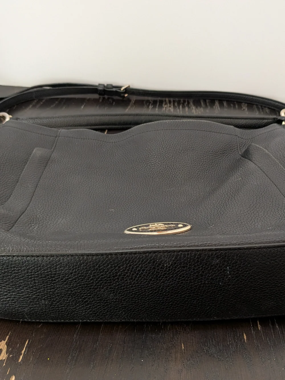 Coach Scout Black Leather Hobo Bag with Gold Hardware